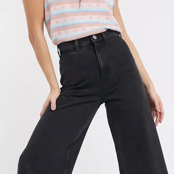 ASOS Design easy high waist wide leg jeans 🐈⬛ black denim 🐈⬛ - Picture 6 of 12